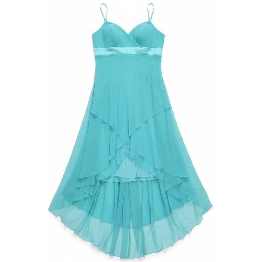 Da Vinci Women's Sz 12 Aqua Asymmetrical Formal Dress Prom Bridesmaid Hi Low